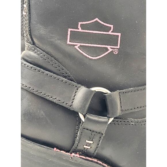 Harley-Davidson Black Leather Heeled Boots Women's Sz 7.5 - Picture 4 of 10